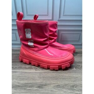 UGG Classic Brellah Girls Mini Winter Rain Boots Super Coral Pink Big Kids Sz 5